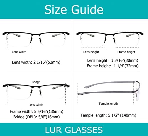 Lur 3 pakira na čašama za čitanje na pola ruba + 7 pakiranja naočala za čitanje bez obreda