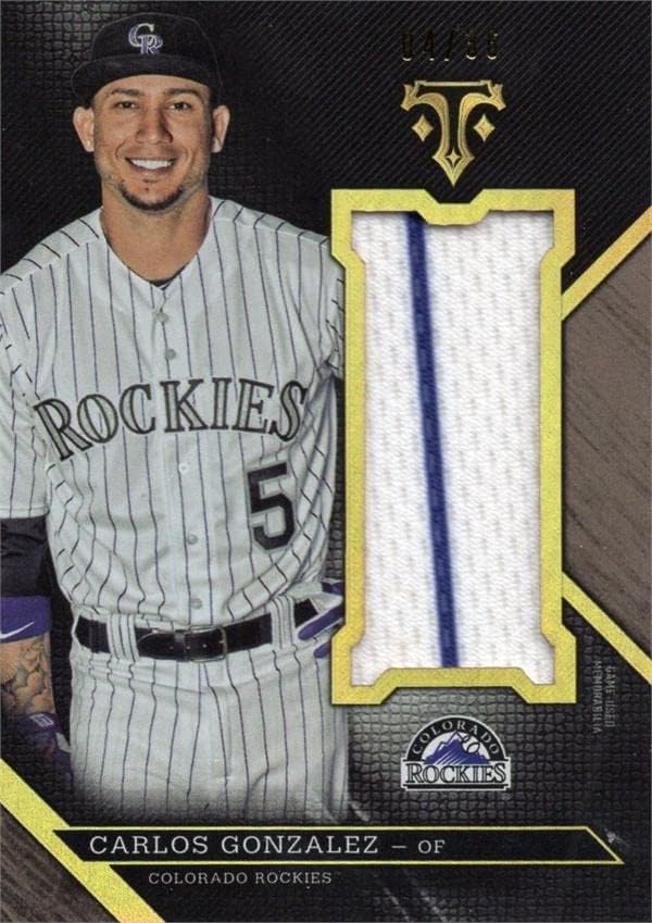 Carlos Gonzalez igrač nosio Jersey Patch Baseball Card Topps Threads UJRCGN LE 4/36 PINSTRIPE - MLB igra korištena
