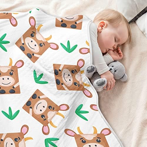 Swaddle pokrivač kvadrata krava uzorka pamučna pokrivač za novorođenčad, primanje pokrivača, lagana mekana pokrivača za krevetić,