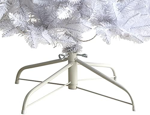 8ft. Vitko bijelo umjetno božićno drvce s 400 toplih bijelih LED svjetla i 1348 savijanih grana