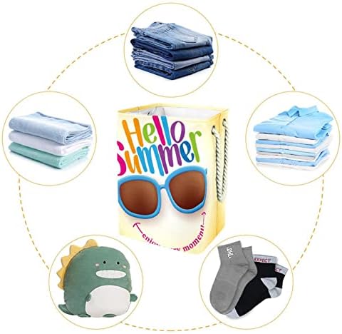 Hello Summer Smile Laundry košarica srušeni pravokutni organizator Organizator za Unisex za odrasle, djevojčice tinejdžera,
