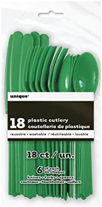 Set srebrnog posuđa od smaragdno zelene plastike za 6 osoba, 18 karata