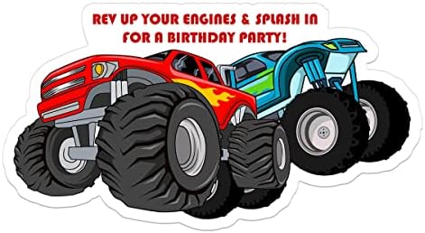 Slatko pozivnice za rođendan čudovišta za dječake čudovište u obliku kamiona Upunite pozivnice s omotnicama