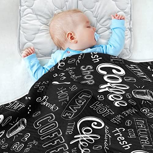 Swaddle pokrivač uzorka kave Pamuk pokrivač za novorođenčad, primanje pokrivača, lagana mekana pokrivača za krevetić, kolica,