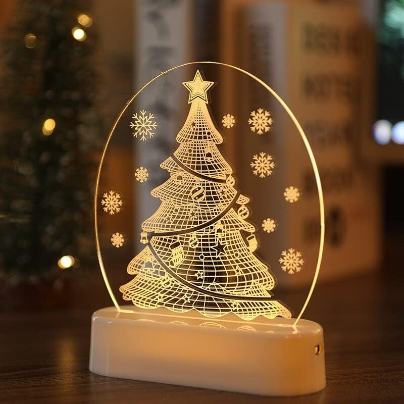 Božićni ukrasi Znak vrata, božićni ukrasi za dom, drvo, vilenjak, Djed Mraz, zvono, snjegović, Božić 3D akrilni USB noćni