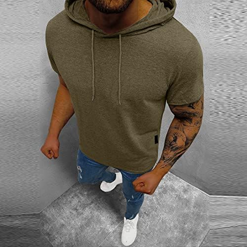 Muška majica s kratkim rukavima, solidna atletska lagana košulja za vježbanje Aktivna redovna fit mišića s kapuljačom