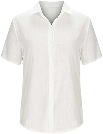 Ljetne majice za žene, ženski solid V gumb za vrat dolje košulje povremene kratke rukave trendi labave majice od šifona